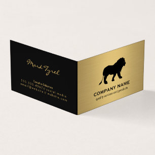 Carte De Visite Icône minimaliste Faux Gold Metallic / Lion