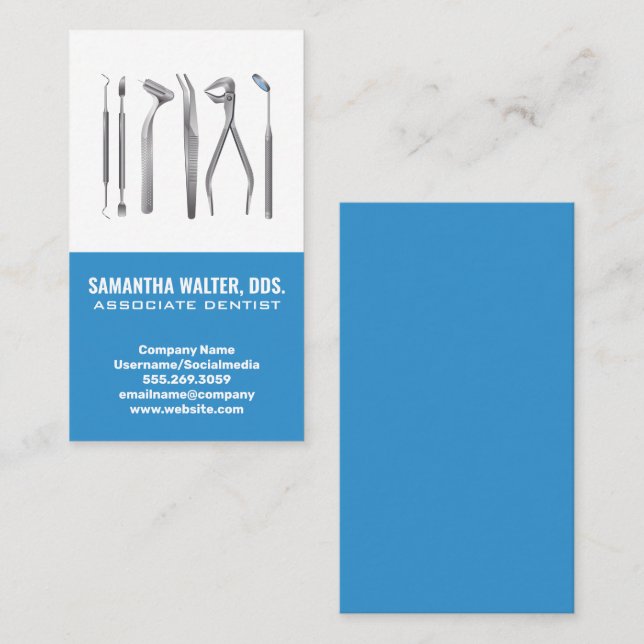 Carte De Visite Icône Outils de dentisterie | Dentiste associé (Devant / Derrière)