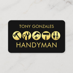 Carte De Visite Icône Outils de l'homme à tout faire en or