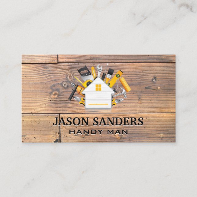 Carte De Visite Icône Outils de menuiserie et maison | Bois (Devant)