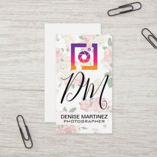 Carte De Visite Icône photo des médias sociaux   Floral Vintage