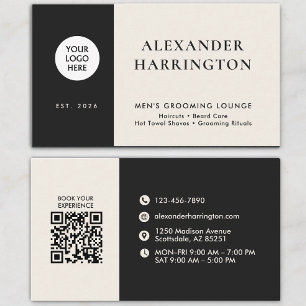Carte De Visite Icône sociale Code Qr Black Ivory Entretien de bar