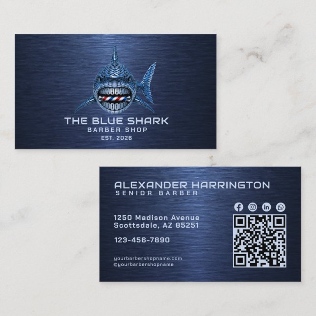 Carte De Visite Icône sociale du code QR du salon de coiffure Mode (Devant / Derrière)