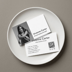 Carte De Visite Icône sociale moderne QR Code photographie noir bl