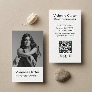 Carte De Visite Icône sociale moderne QR Code photographie noir bl