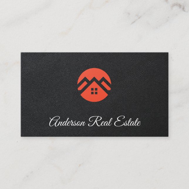 Carte De Visite Icône Toit | Cuir | Agent Immobilier (Devant)