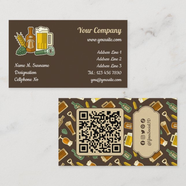 Carte de visite Icônes de bière (Devant / Derrière)