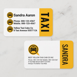 Carte De Visite Icônes de calèche de taxi jaune Conduite de couche