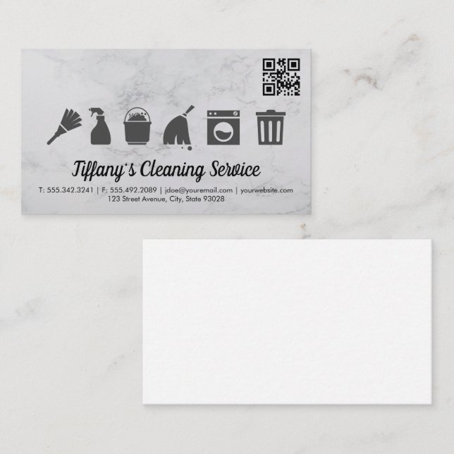 Carte De Visite Icônes de Cleaning Service | q (Devant / Derrière)