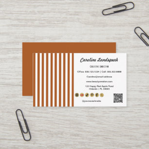 Carte De Visite Icônes de médias sociaux Code QR Rayures Blanches 
