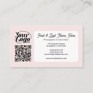 Carte De Visite Icônes de médias sociaux de code QR de photo rose 