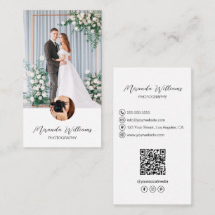 Carte De Visite Icônes de médias sociaux QR de 2 photos personnali