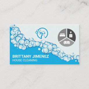 Carte De Visite Icônes de nettoyage de maison   Bulles de savon