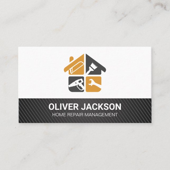 Carte De Visite Icônes de réparateur de maison de construction | B (Devant)