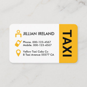 Carte De Visite Icônes de taxi jaune Conducteur