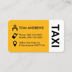 Carte De Visite Icônes de taxi jaune Conducteur