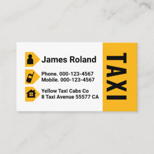 Carte De Visite Icônes de taxi jaune en conduite