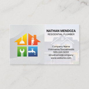 Carte De Visite Icônes des outils de plomberie   Entrepreneur rési