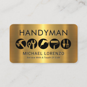 Carte De Visite Icônes d'outils de bricoleur sur fond doré
