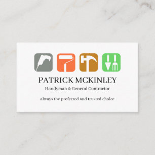 Carte De Visite Icônes d'outils de réparation de bricoleur colorés