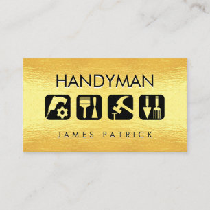Carte De Visite Icônes d'outils de réparation Gold Handyman