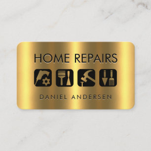 Carte De Visite Icônes d'outils de réparation Gold Handyman