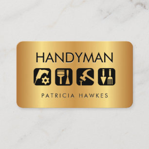 Carte De Visite Icônes d'outils de réparation Gold Handyman