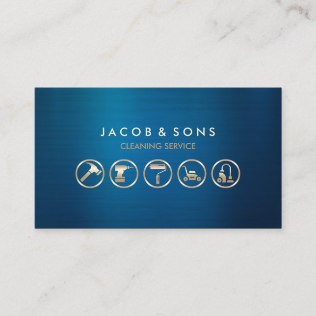 Carte De Visite Icônes Gold du service de nettoyage (Devant)