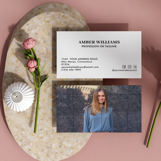 Carte De Visite Icônes Minimales De Médias Sociaux Photo Simple (Créateur téléchargé)