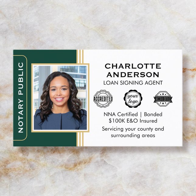 Carte De Visite ID de l'agent de signature de notaire de style cla (Créateur téléchargé)