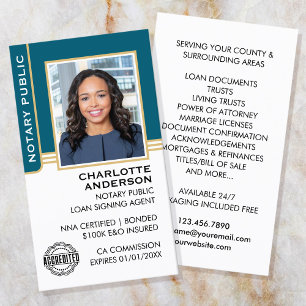 Carte De Visite ID de l'agent de signature de prêt public notaire