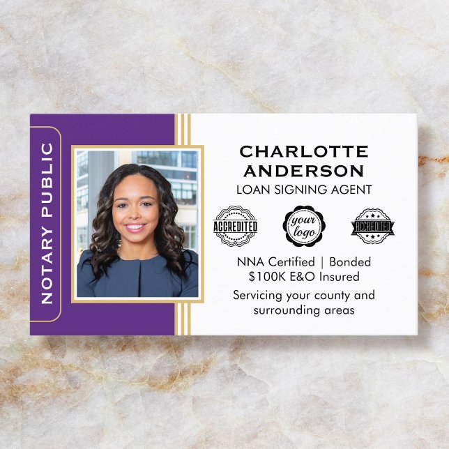 Carte De Visite ID de l'agent de signature notariale de style clas (Créateur téléchargé)