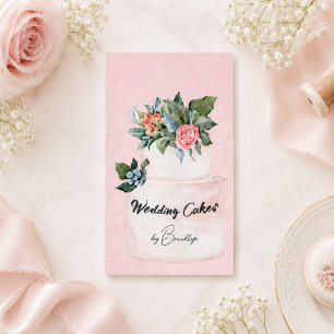Carte De Visite Identité de Boulangerie Confiserie Aquarelle Rose