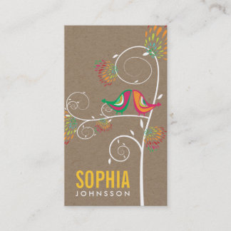 Carte De Visite Identité de la boutique florale des oiseaux de l'a
