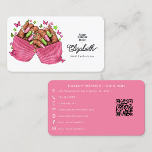 Carte De Visite Identité de marque du salon de manucure Pink and G