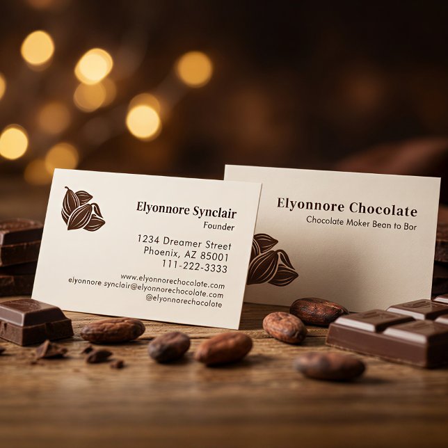 Carte De Visite Identité de Marque Minimale de Chocolat de Fève à  (Créateur téléchargé)