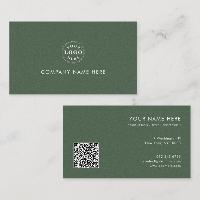 Carte De Visite Identité professionnelle verte et stylée (Devant / Derrière)