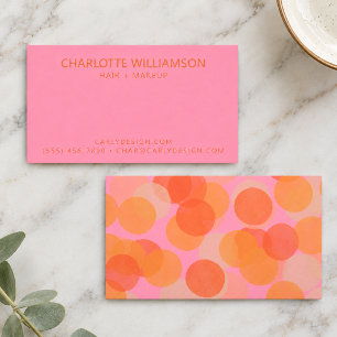 Carte De Visite Identité visuelle cercle rétro orange rose pour co