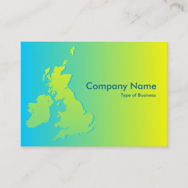 Carte De Visite Îles Britanniques Bleu ombragé à Jaune (Devant)