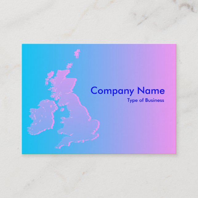 Carte De Visite Îles britanniques Bleu ombragé à rose (Devant)