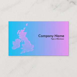 Carte De Visite Îles Britanniques Bleu Ombragé à Rose