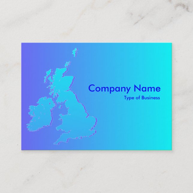 Carte De Visite Îles Britanniques ombrées bleu à Cyan (Devant)