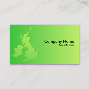 Carte De Visite Îles Britanniques ombrées vert à vert