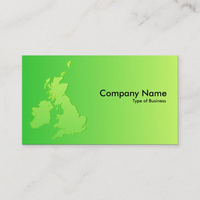 Carte De Visite Îles Britanniques ombrées vert à vert (Devant)