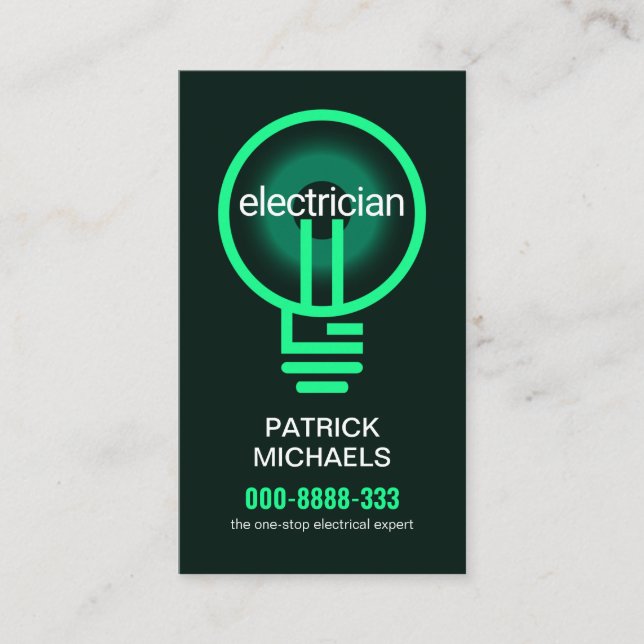 Carte De Visite illumination du filtre à bulbe électrique vert (Devant)
