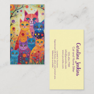 Carte De Visite Illustration abstraite de chats colorés fantaisist