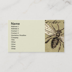 Carte De Visite Illustration Antique d'Abeille Ouvrière Insecte Vi
