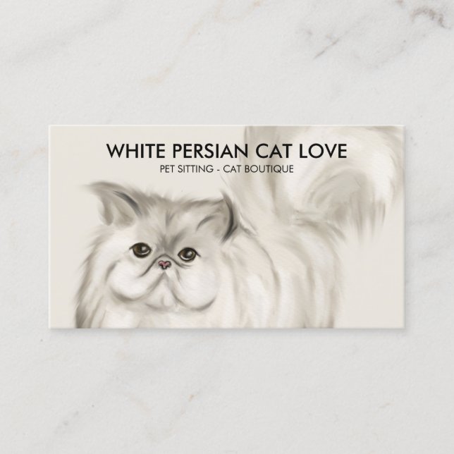 Carte De Visite Illustration aquarelle de chat persan beige (Devant)