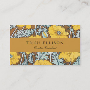 Carte De Visite Illustration Art Nouveau Poppy Fleur Jaune