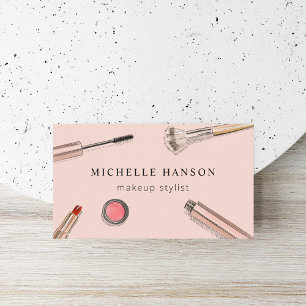 Carte De Visite Illustration Cosmétique maquillage Styliste Blush